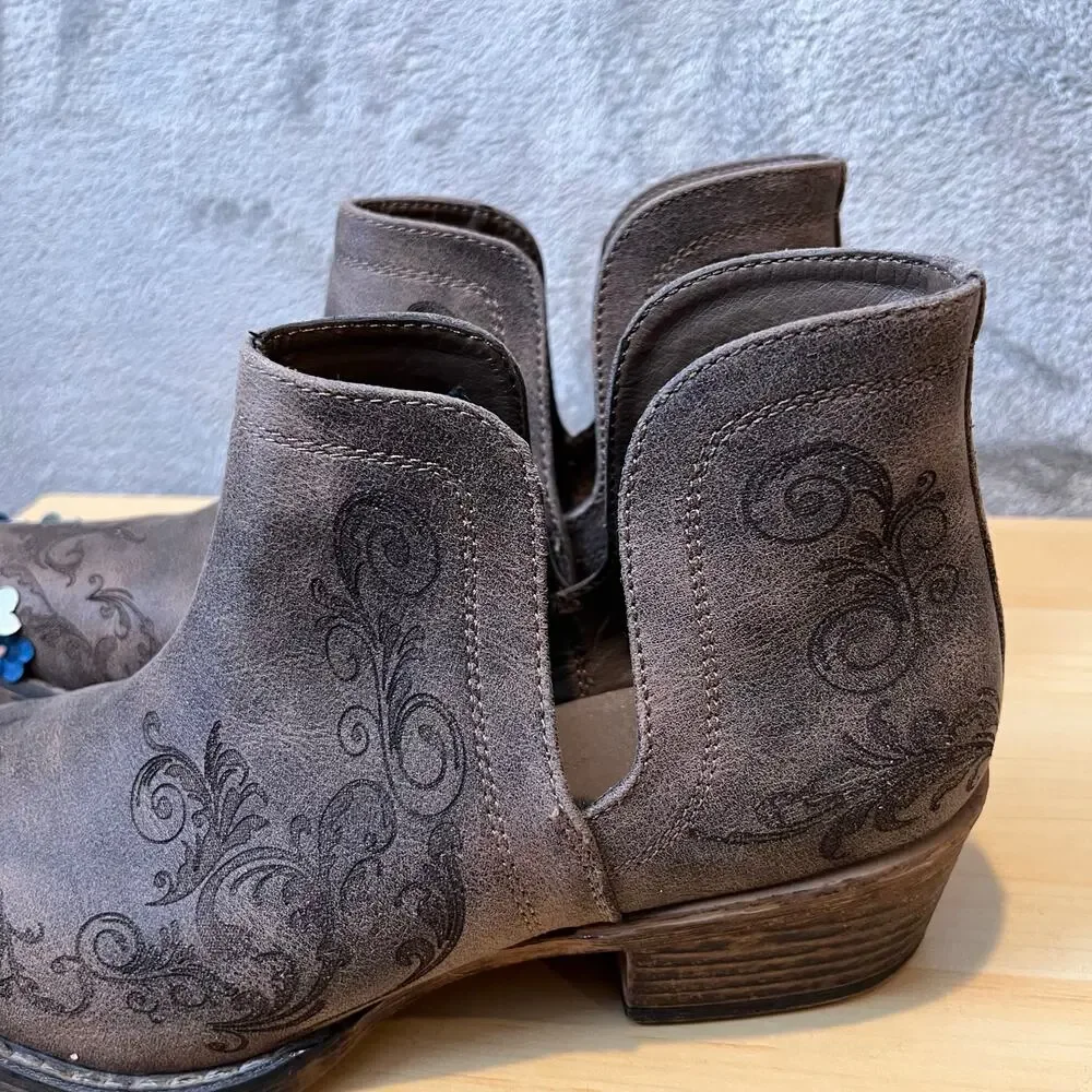 Roper Women’s Ava Laser Boots With Flowers‎ Size 9.5